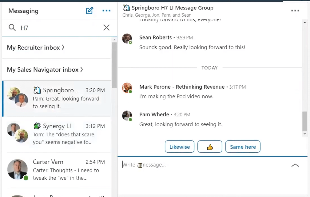 Step two in sharing a post with a LinkedIn engagement pod is to open the group in LinkedIn Messenger